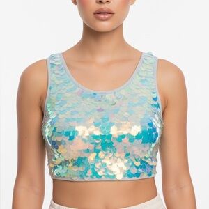 NEW ROSA BLOOM Sequins Crop Top SIZE XXS